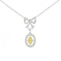 750WG/750YG リボン サファイヤ ネックレス 0.18CT 拡散処理未検査