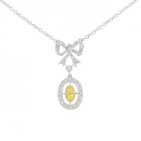 750WG/750YG リボン サファイヤ ネックレス 0.18CT 拡散処理未検査