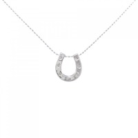 K18WG ホースシュー ダイヤモンド ネックレス 0.10CT