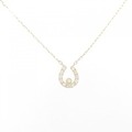 【リメイク】K18YG ホースシュー ダイヤモンド ネックレス 0.10CT