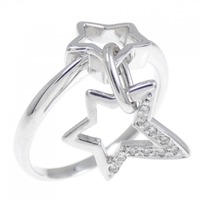 K18WG スター ダイヤモンド リング 0.11CT