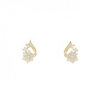 【リメイク】K18YG フラワー ダイヤモンド ピアス 0.20CT