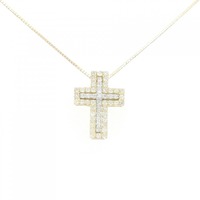 K18YG/K18WG 2WAY クロス ダイヤモンド ネックレス 0.54CT