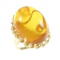 K18YG 琥珀 リング 10.00CT