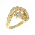 K18YG フラワー ダイヤモンド リング 0.12CT