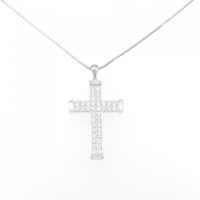 K18WG クロス ダイヤモンド ネックレス 1.75CT