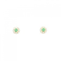【新品】K18YG エメラルド ピアス 0.12CT