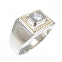 PT/K18YG 印台 ダイヤモンド リング 0.20CT