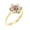 K18YG フラワー ルビー リング 0.12CT