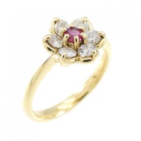 K18YG フラワー ルビー リング 0.12CT