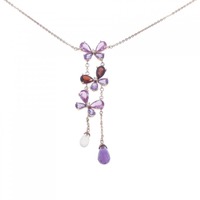 K18PG バタフライ カラーストーン ネックレス