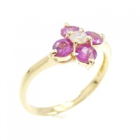 K18YG フラワー サファイヤ リング