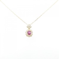 K18YG フラワー ルビー ネックレス 0.34CT