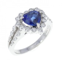 K18WG ハート サファイヤ リング 1.00CT