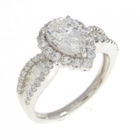 【リメイク】PT ダイヤモンド リング 1.010CT F VS2 ペアシェイプ