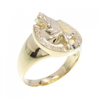 【新品】K18YG ホース×ホースシュー ダイヤモンド リング 0.07CT