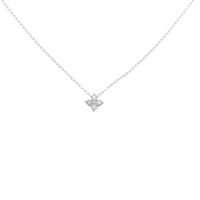 K18WG フラワー ダイヤモンド ネックレス 0.10CT