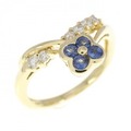 K18YG フラワー サファイヤ リング 0.22CT