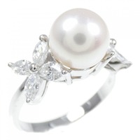 K18WG アコヤパール リング 8.4mm