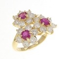 K18YG フラワー ルビー リング 0.53CT