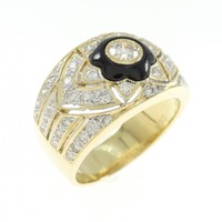 K18YG/K18WG フラワー オニキス リング