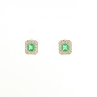 【新品】K18YG エメラルド ピアス 0.22CT