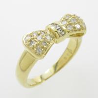 K18YG リボン ダイヤモンドリング