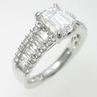 【リメイク】プラチナダイヤモンドリング 1．157ct・F・SI1・エメラルドカット