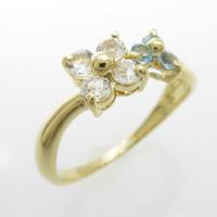 K18YG フラワー ホワイトトパーズリング20％引き