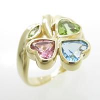 K18YG クローバー カラーストーンリング