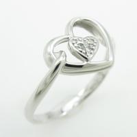 K18WG ハート ダイヤモンドリング