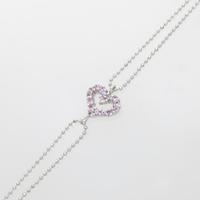 K14WG ハート ピンクサファイヤブレスレット