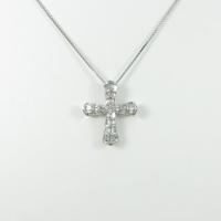 K18WG クロス ダイヤモンドネックレス