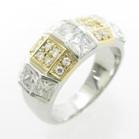 【ジュエリー在庫処分】PT／K18YG ダイヤモンドリング