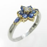 PT／K18YG フラワー サファイヤリング30％引き