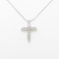 K18WG クロス ダイヤモンドネックレス