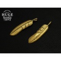 HUGE特大フェザーペンダント（プレーン）XL/K24 x シルバー925