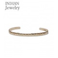 INDIAN JEWELRY ナバホ族アーティストL.Taheの作品『NAVAJO STAMPED SIVER 12KGF BANGLE』【アメカジ・ネイティブ】IJ-095