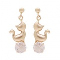 K10PG キャット＆ローズクオーツピアス 46-5646