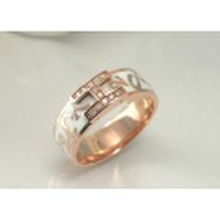 K18ピンクゴールドエナメル リング ダイヤモンド入り