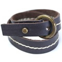 N0132 ： レザーブレスレット 『 putar-ring 』　ダークブラウン（女性用）