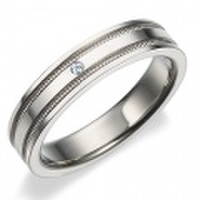 Pt950　ミルグレイン・ツーロウ　マリッジリング（結婚指輪）ダイヤモンド埋込　4mm (N041OXX178N3*01)