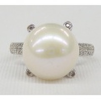 SS オーロラリップル真珠 ラウンド CZ リング