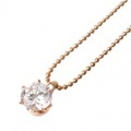 SV925　一粒ストーンネックレス（PinkGoldコーティング）95-0039
