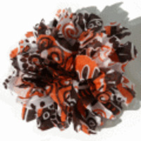 Susan Daniels◆コットンプリントフラワーヘアゴム◆オレンジmix