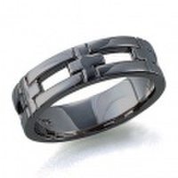 [刻印OK]　クロスリング｜Men’s（メンズ）　(ブラックコーティング）95-2021b