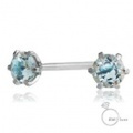 me.luxe 　K10WG アクアマリン/誕生石1粒石ピアス（ホワイトゴールド）95-0714