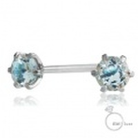 me.luxe 　K10WG アクアマリン/誕生石1粒石ピアス（ホワイトゴールド）95-0714