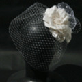 tulle couture◆シルクシャンタンフラワー＆チュールヘッドドレス◆アイボリー（バードケージベール付）
