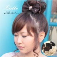【Latteラテ】ダブルリボンのバレッタ 〜 リボンの甘さの中にエレガントをプラス！束ね髪やおだんごなどにもオススメ♪